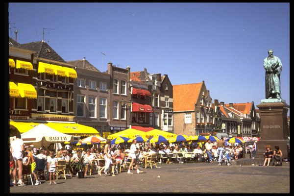 714062 Cafes Around The Market Place, Delft, Netherlands A4 Photo Print