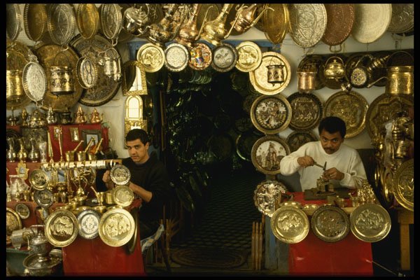 714066 The Brass Work Shop In The Medina , Arab Bazaar, Tunis, Tunisia A4 Photo Print