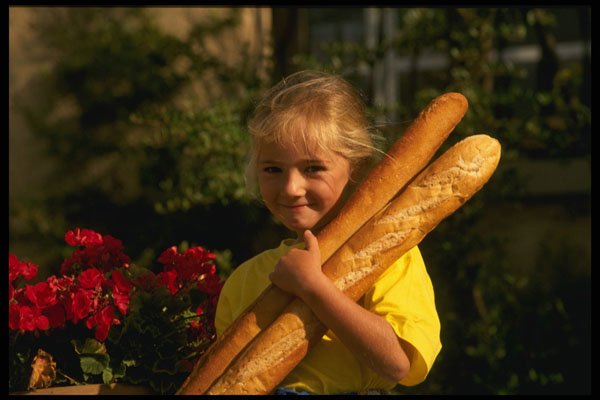 716006 Girl And Baguette, Provence, France A4 Photo Print