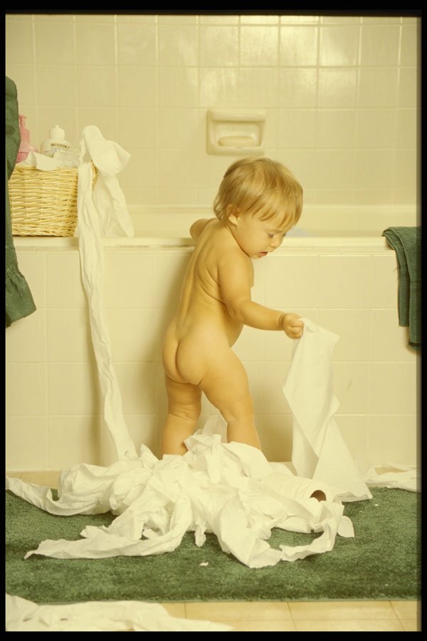 716018 Child With Toilet Paper A4 Photo Print