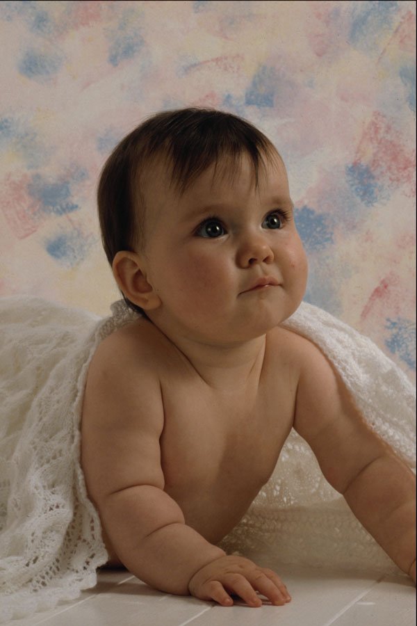 716022 Baby Under Crocheted Shawl A4 Photo Print