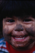 716043 Girl With Face Covered In Mud A4 Photo Print