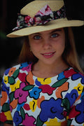 716061 Little Girl With Colorful Dress And Hat A4 Photo Print