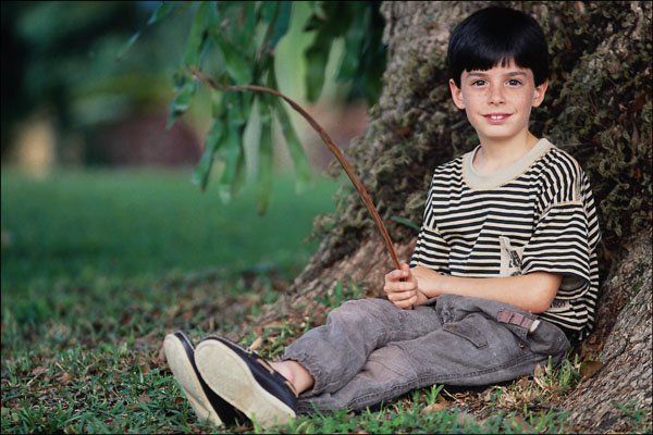 716077 Boy Next To Tree A4 Photo Print