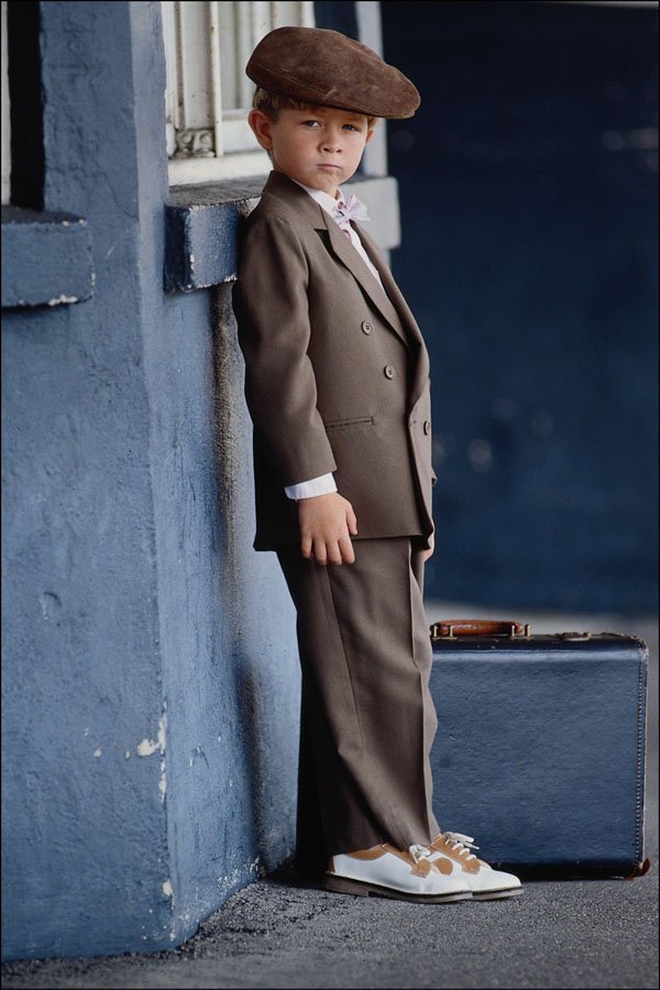 716079 Boy With Beret A4 Photo Print