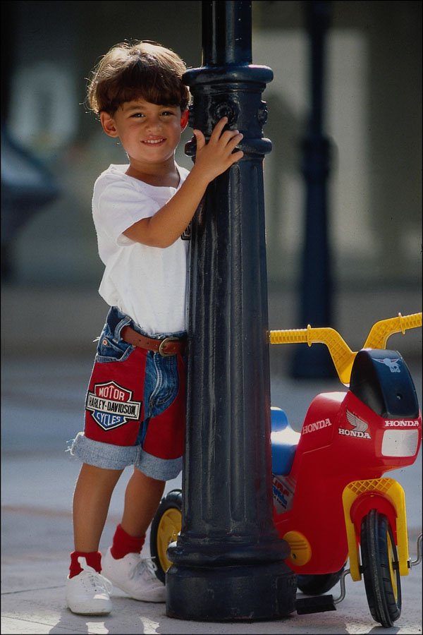 716086 Boy With Tricycle A4 Photo Print