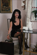 719078 Monique, Black Dress Seated With Briefcase As Security Courier A4 Photo Print