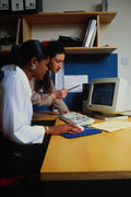 719079 People In An Office With Computer A4 Photo Print