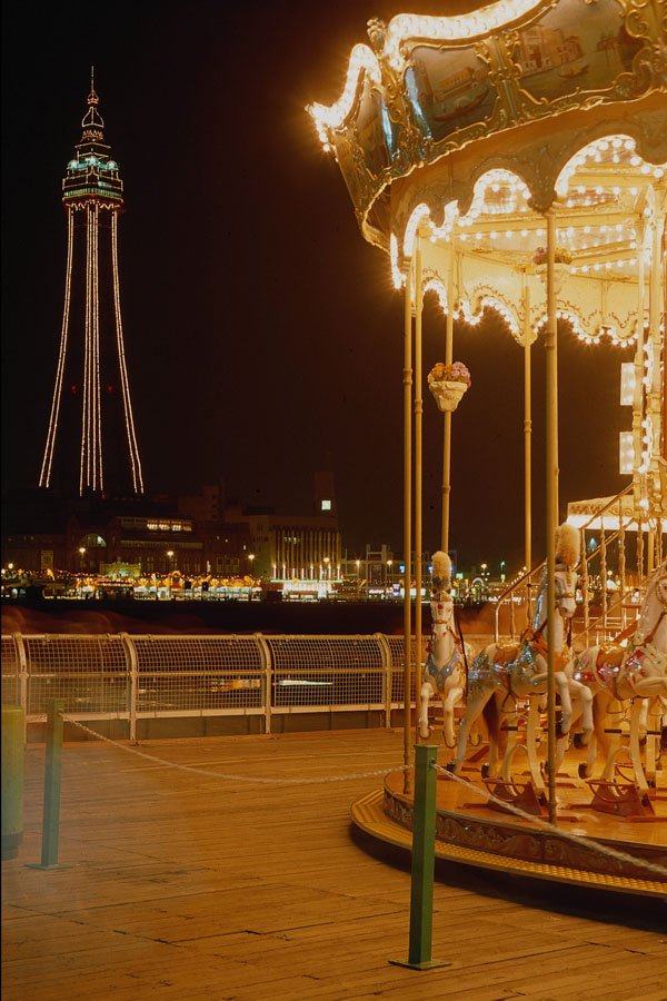 721011 Blackpool Tower And Victorian Merry go round, England A4 Photo Print