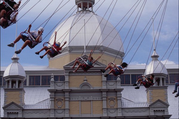 721020 Kids Fly On Yoyo Ride At Central Canadian Exhibition, Ottawa, Canada A4 Photo Print