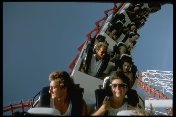 721030 Roller Coaster Ride, Shot By Remote From Front Of Roller Coaster Car A4 Photo Print