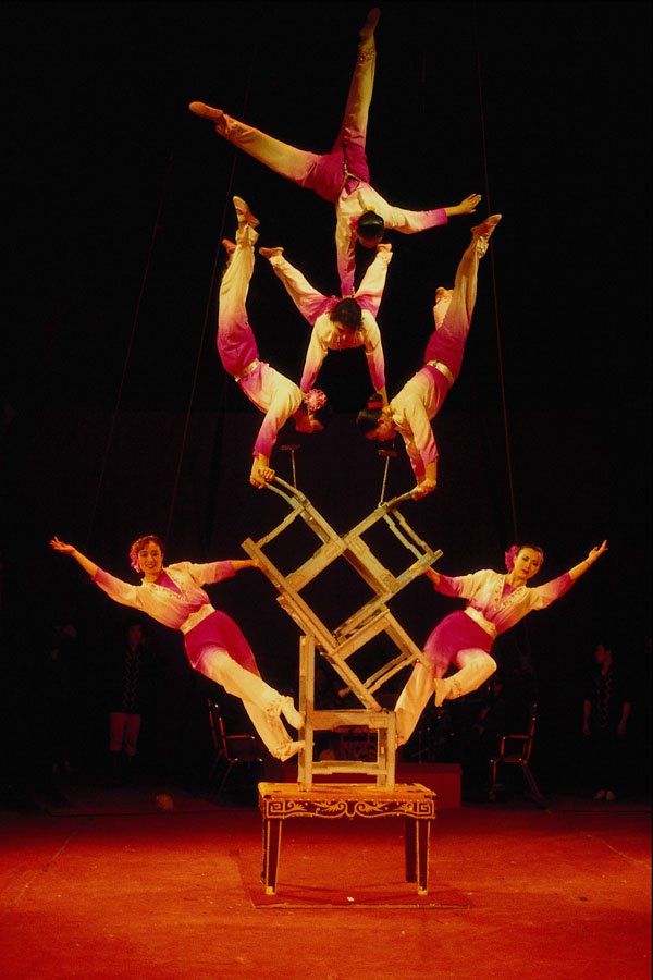 721083 Chinese Circus Acrobats And Chairs Act, England A4 Photo Print
