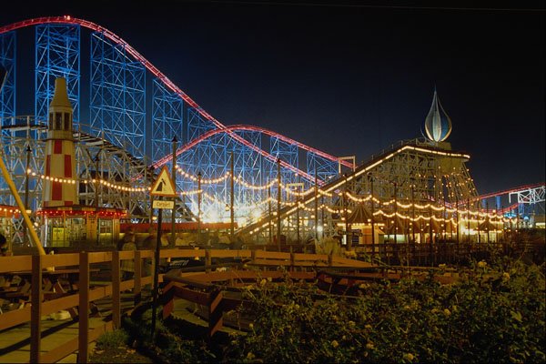 721087 Roller Coaster At Night A4 Photo Print