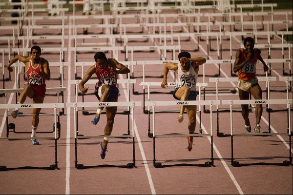 722059 Track And Field, Men's 110 Meter Hurdles A4 Photo Print