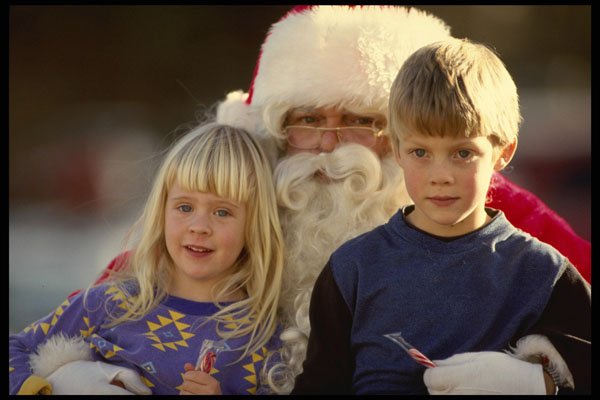 724009 Children With Santa Claus A4 Photo Print