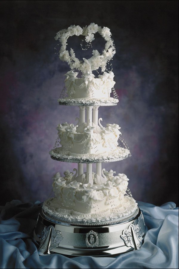 724084 Wedding Cake, Three Tiers On A Silver Base A4 Photo Print