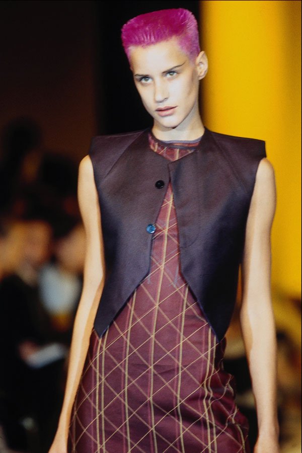 725003 Owen Gaster, Silk Patterned Dress With Gray Waist Coat A4 Photo Print