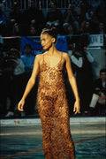 725023 Gold Crocheted Dress front A4 Photo Print
