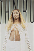 725025 White Knitted Top A4 Photo Print