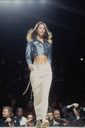 725026 Blue Silk Top And White Skirt A4 Photo Print