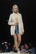 725027 Beige Shirt Jacket And Blue Skirt A4 Photo Print