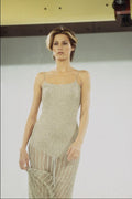 725030 Beige Knitted Dress A4 Photo Print