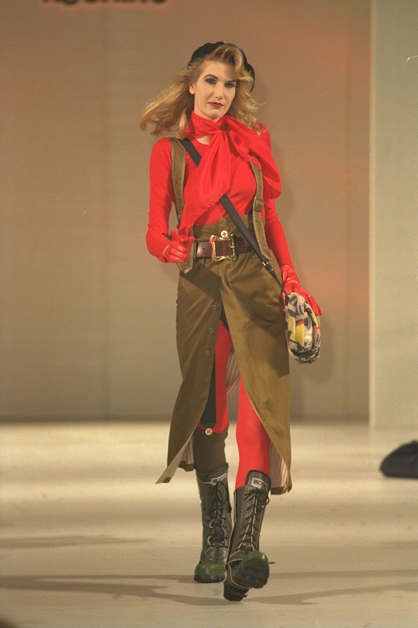 725059 Female In Red Body Suit, Scarf And Skirt A4 Photo Print