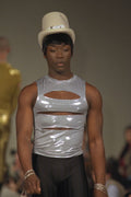 725072 Male In Slashed Rubberized Top With White Top Hat A4 Photo Print