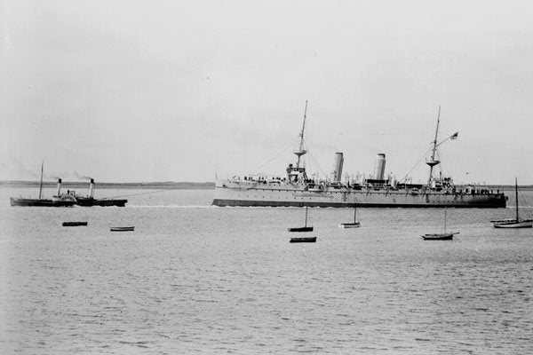 726057 Paddle Steamer Tug Towing A Steam Battleship A4 Photo Print
