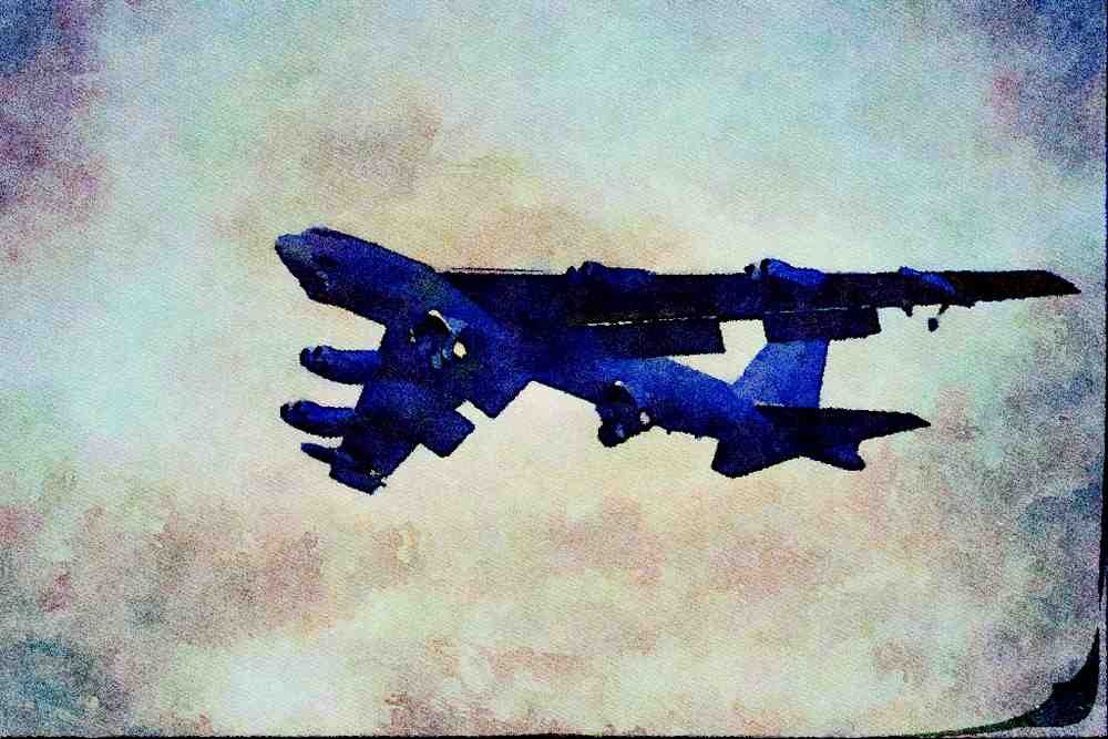 727007 B 52, U.S.A. Air Force Bomber A4 Limited Edition Watercolour Print
