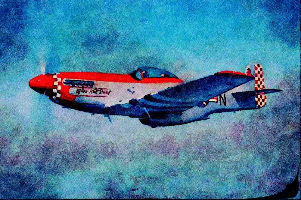 727014 P 51D _Mustang_, 44 74009, Oshkosh, Wisconsin, U.S.A. A4 Limited Edition Watercolour Print