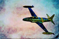 727023 Lockheed T 33 _Shooting Star_, In Flight Over Duxford, England A4 Limited Edition Watercolour Print