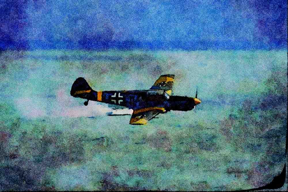 727032 Messerchmitt 108 _Taifun_, Over The English Channel A4 Limited Edition Watercolour Print