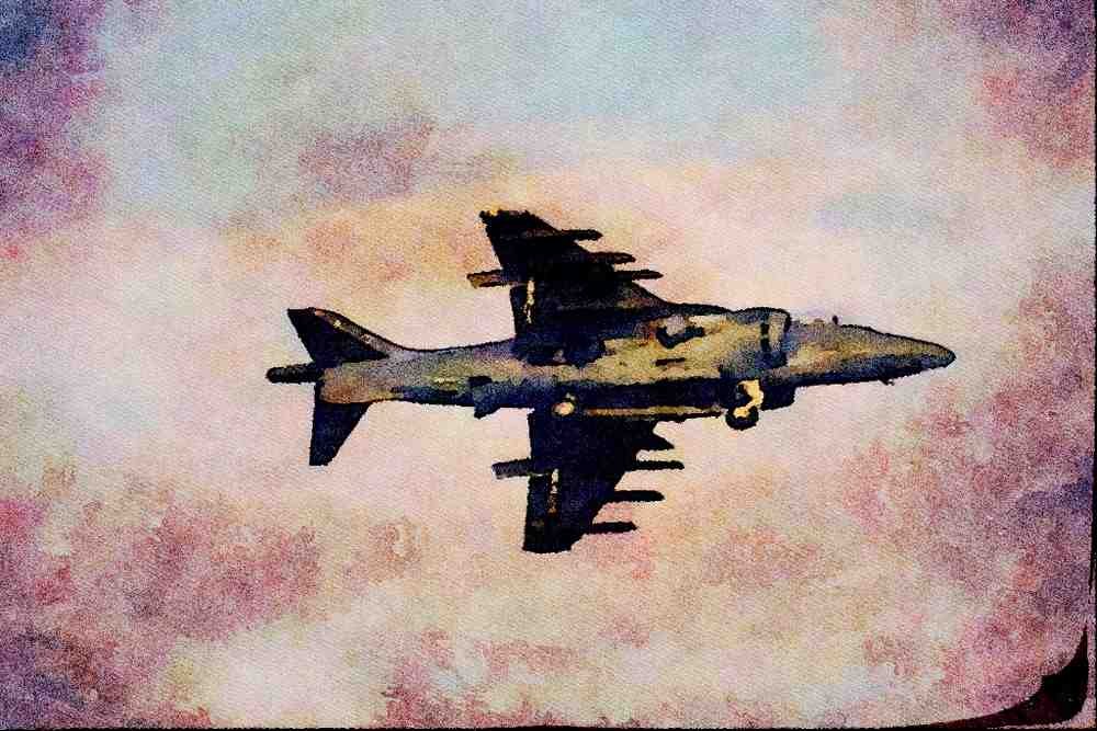 727046 Royal Air Force _Harrier_, Vertical Take off Bomber A4 Limited Edition Watercolour Print