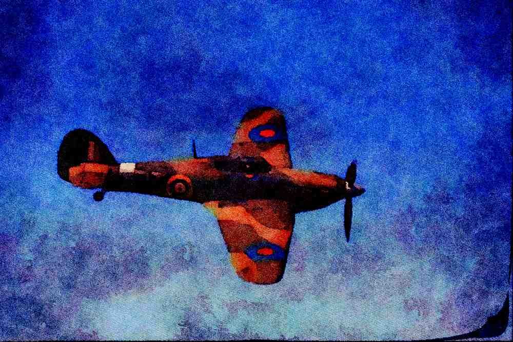 727062 A Spitfire In Flight At The Stoughton Air Display, England A4 Limited Edition Watercolour Print