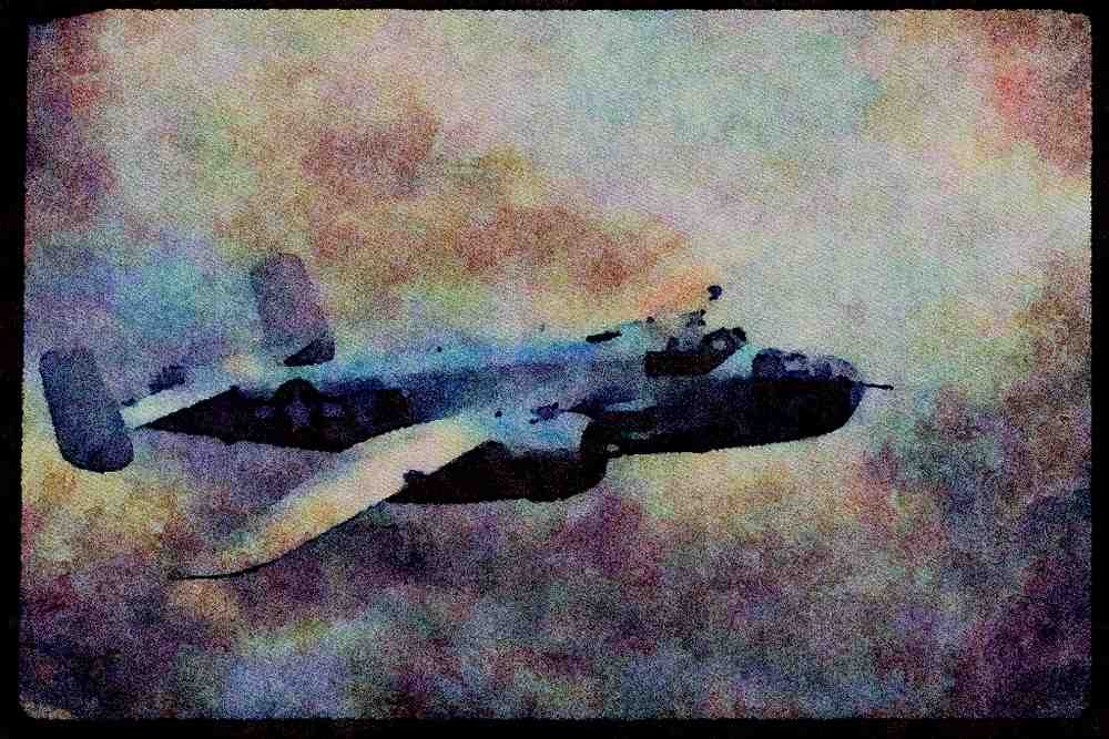727077 North American B 25 _Mitchell_, Chino Air Museum A4 Limited Edition Watercolour Print