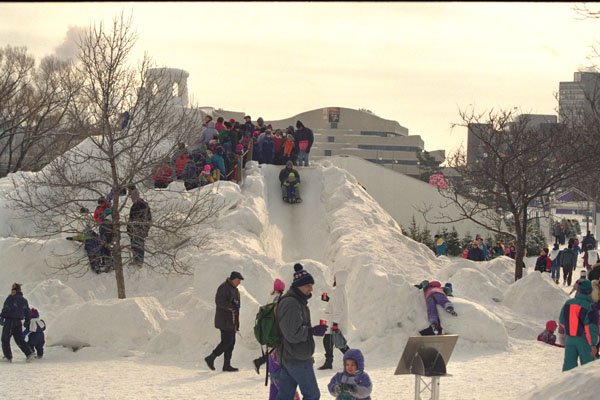 728015 Ice Slides, Jacques Cartier Park, Hull, Quebec, Canada A4 Photo Print