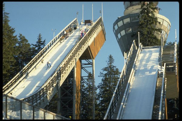 728027 Ski Jumps With Observation Tower, Kuopio, Finland A4 Photo Print