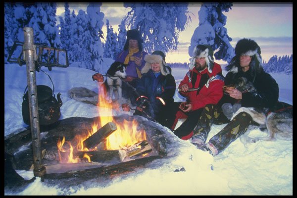 728091 Campfire After Dog sled Safari A4 Photo Print
