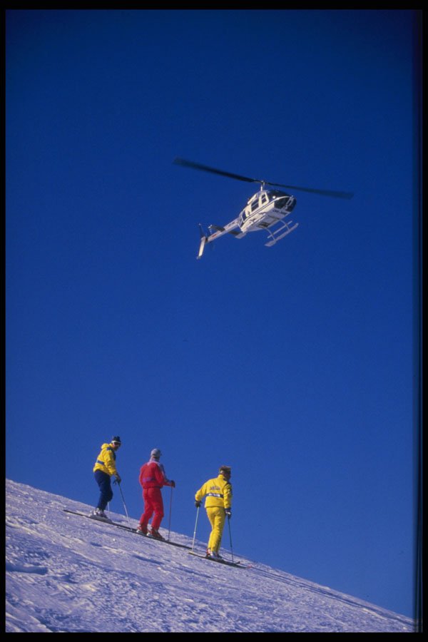 728094 Heli skiing In Yllas, Finland A4 Photo Print