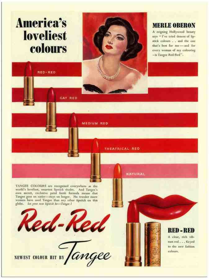 73 merle oberon red red tangee lipstick 2 Vintage Advert A4 Photo Print