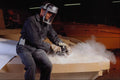 730026 Man With Electric Sander And Powered Respirator A4 Photo Print