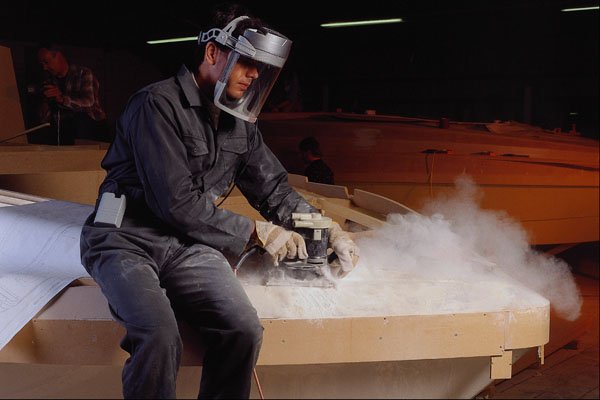 730026 Man With Electric Sander And Powered Respirator A4 Photo Print