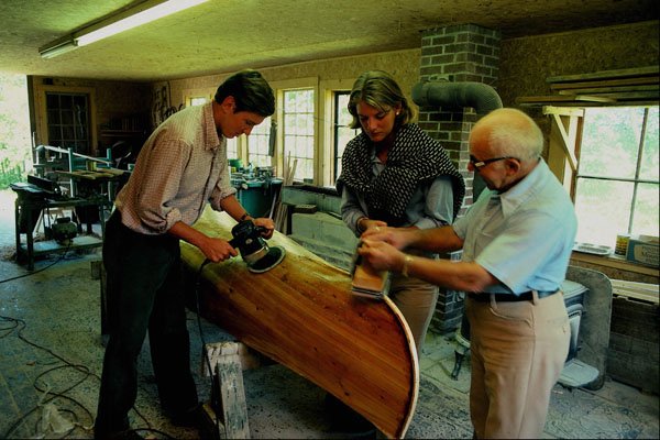 730040 Building Canoe, Atlantic Canada A4 Photo Print
