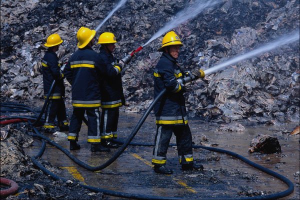 730078 Firemen At Work A4 Photo Print