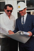 730088 Two Male Real Estate Developers Analyzing Blue Prints, California, U.S.A. A4 Photo Print
