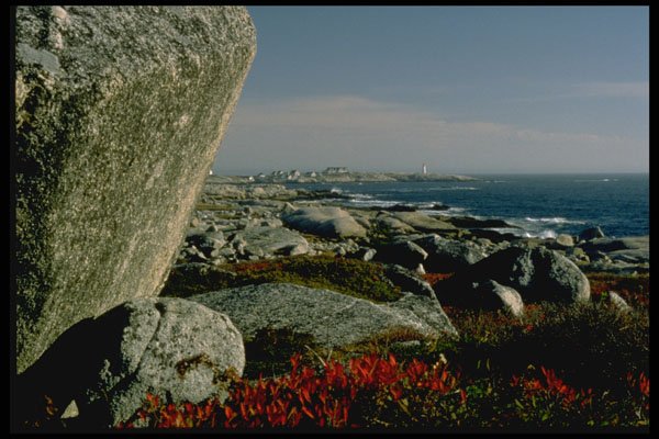 731023 Rocks And Lighthouse, Peggy's Cove, Nova Scotia A4 Photo Print