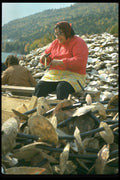 731046 Native Working On Oyster Farm Nets, Cabot Trail, Cape Breton, Nova Scotia A4 Photo Print