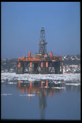 731062 Oil Rig Being Repaired Among Ice Floes, Halifax, Nova Scotia A4 Photo Print