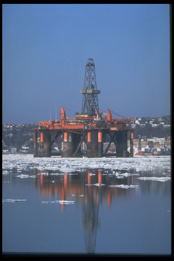 731062 Oil Rig Being Repaired Among Ice Floes, Halifax, Nova Scotia A4 Photo Print